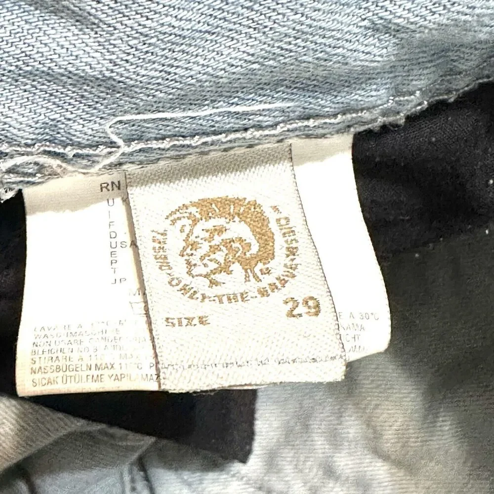 Diesel Adidas Jeans Viker Ad Tag Size 29x34 Actual 30x29 Distressed Blue Denim - Picture 16 of 16